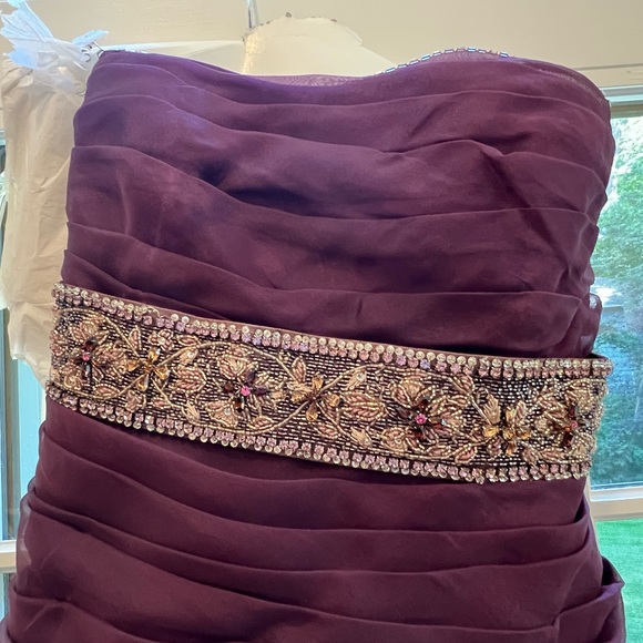 Mother of the Bride Strapless Eggplant color Evening Gown - Picture 2 of 3